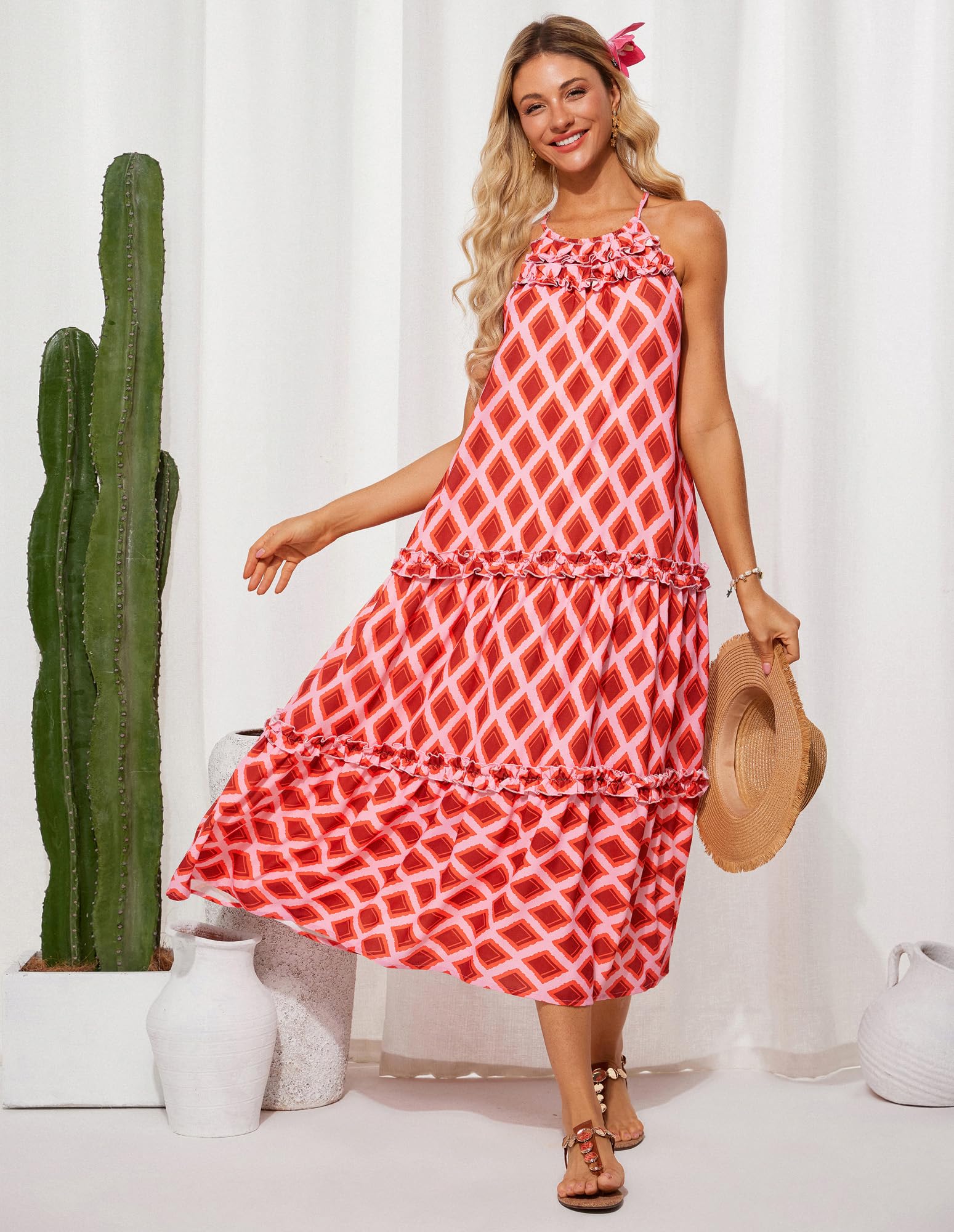 Women's Elegant Hollower Out Waist A  Line Spaghetti Straps Dress