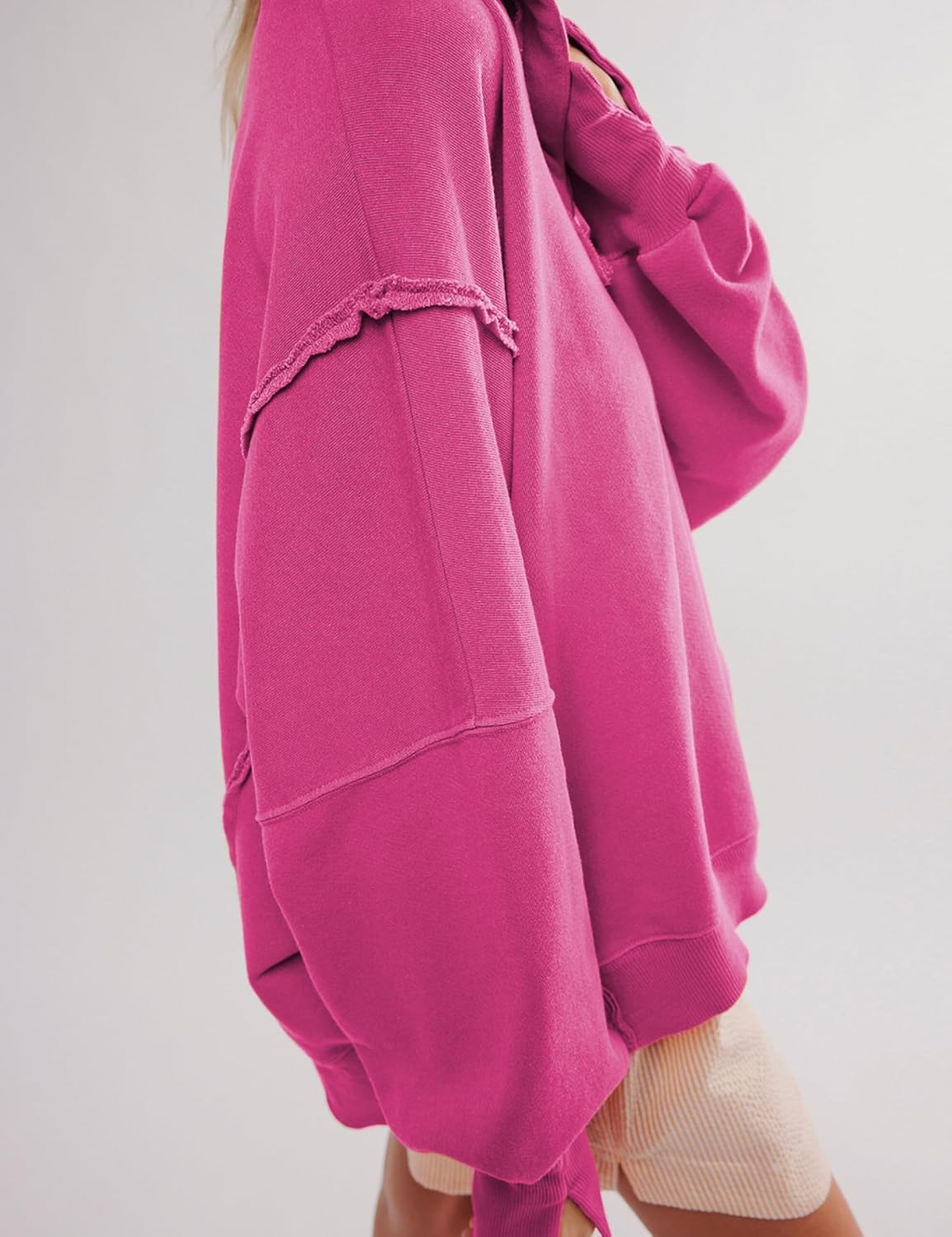 Womens Oversized V Neck Button Up Henley Pullover Sweatshirts