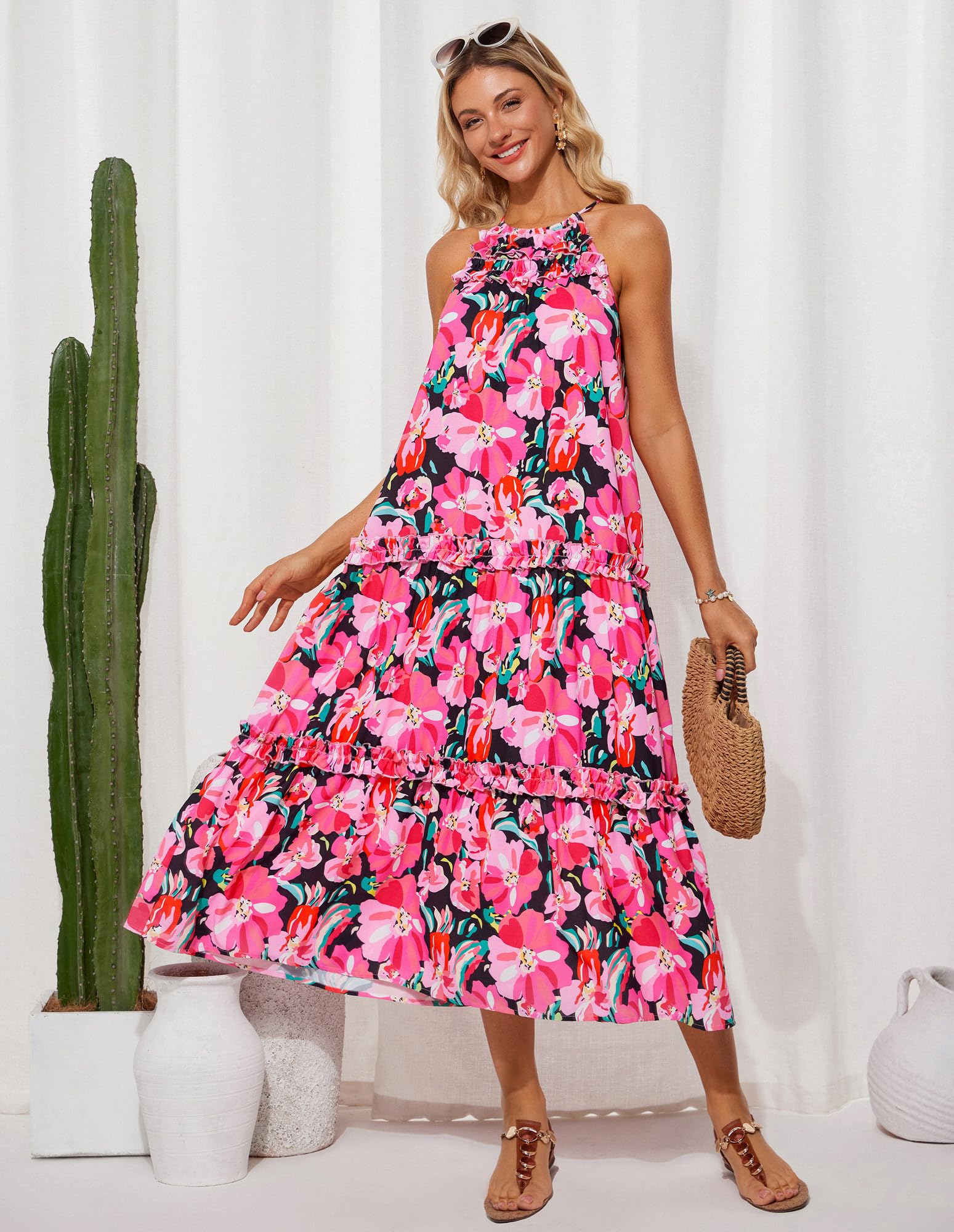 Women's Elegant Hollower Out Waist A  Line Spaghetti Straps Dress