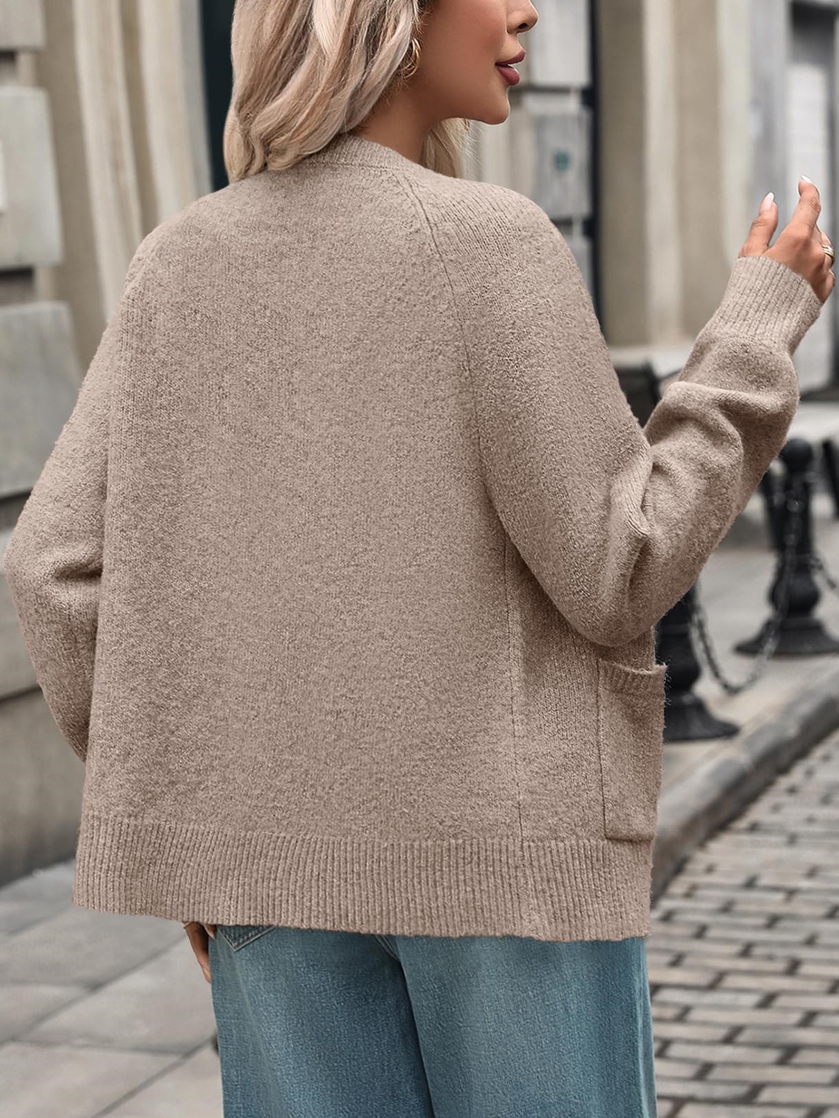 Women's Chunky Knit Cute Heart Button Cardigan Sweater