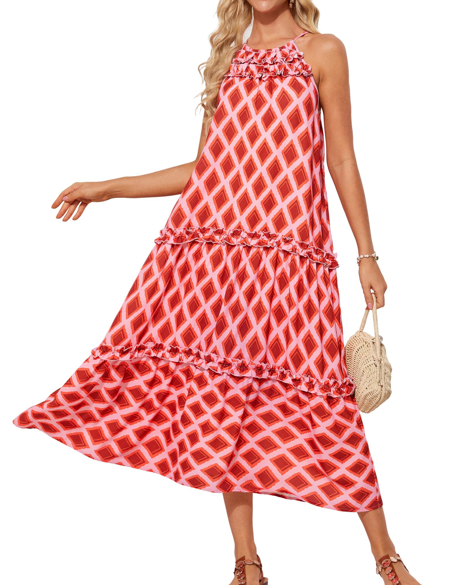 Women's Elegant Hollower Out Waist A  Line Spaghetti Straps Dress