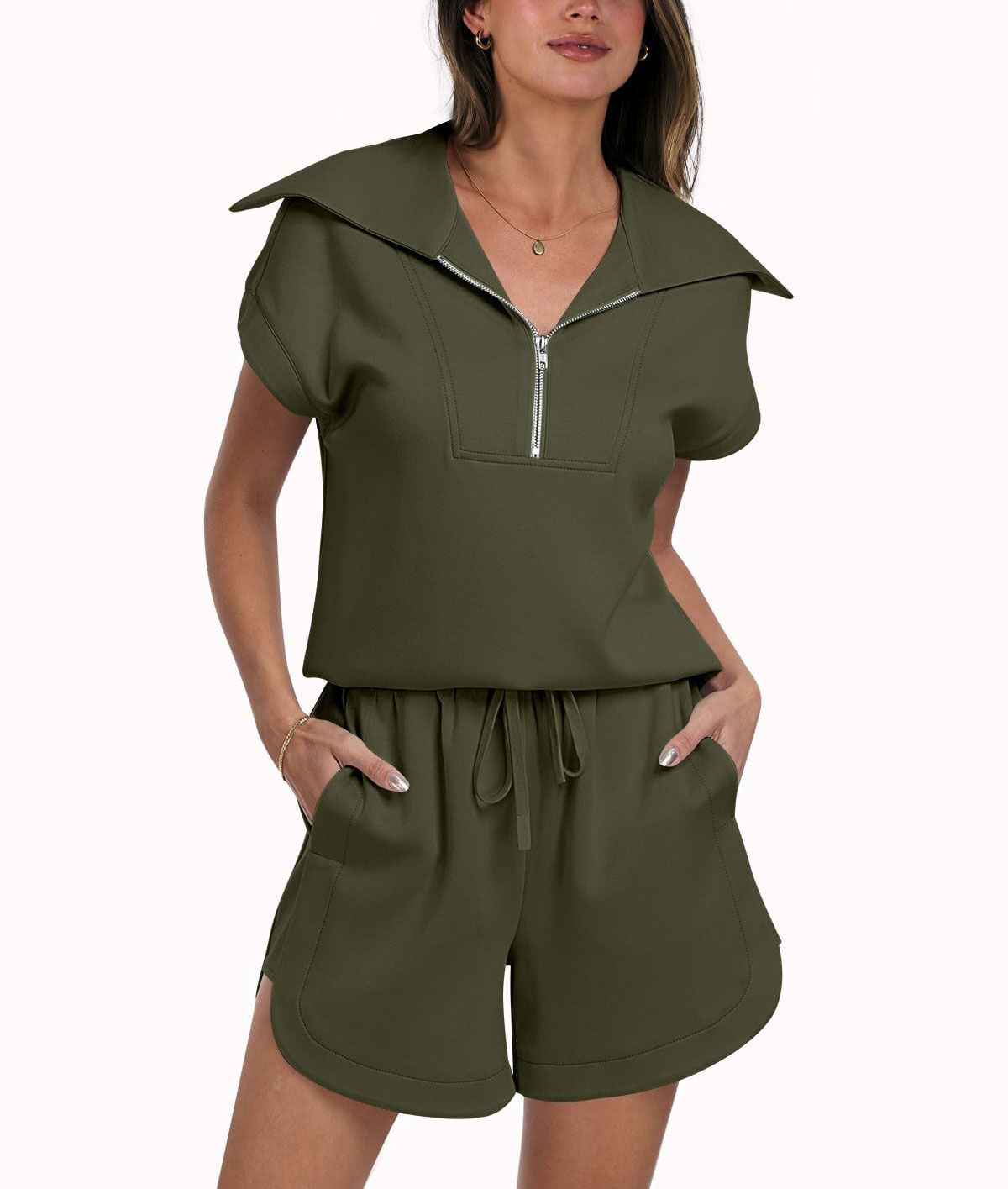 Woman Loose Fit Solid Sweat Suits Sets