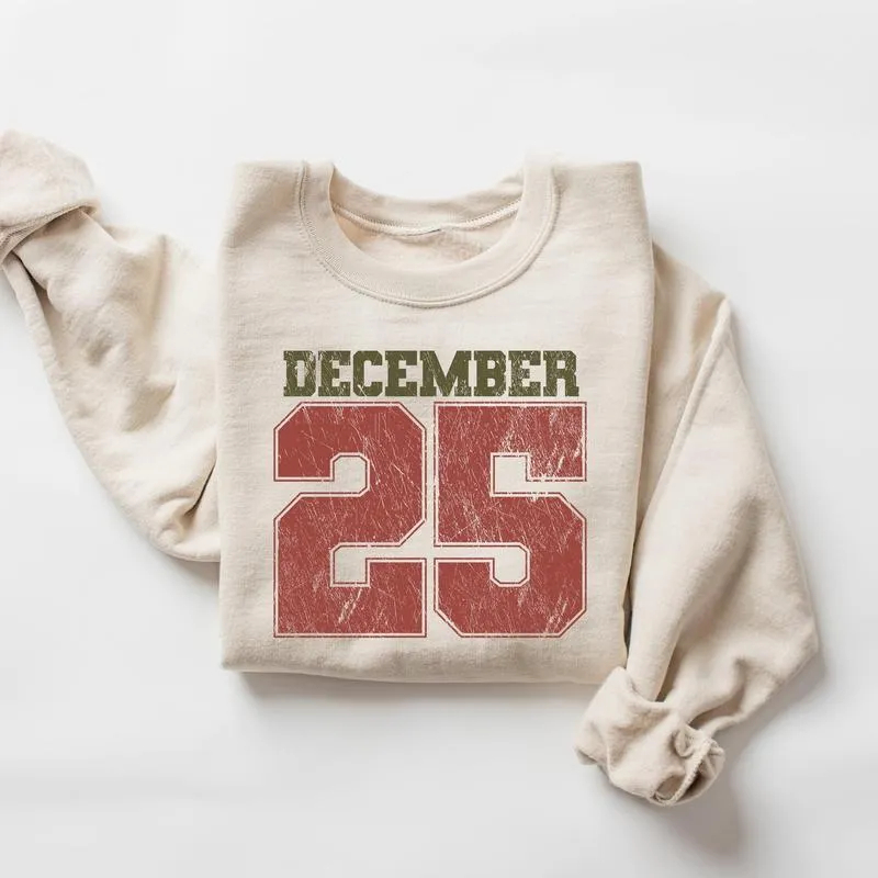 Retro December 25 Christmas Crewneck Sweatshirt