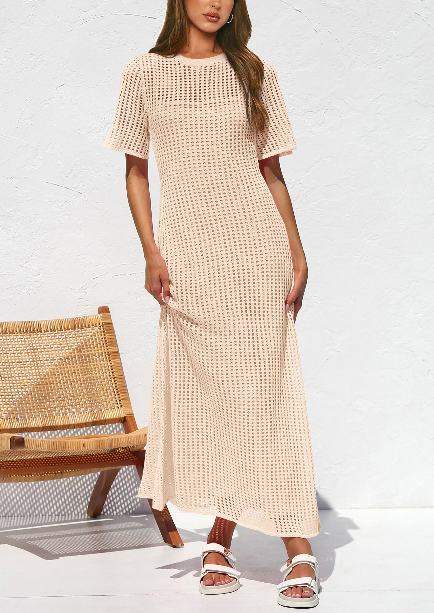 Women’s Eyelet Cover Up and Slip Dress Two-Piece Dress