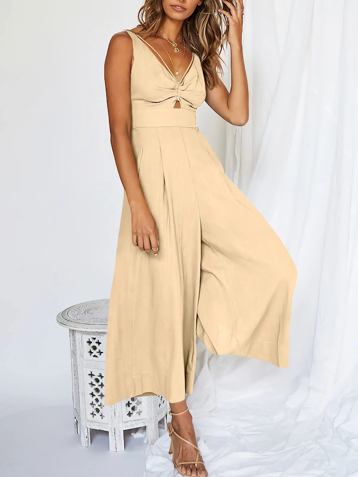 New Summer V Neck Cutout High-Waist Rompers