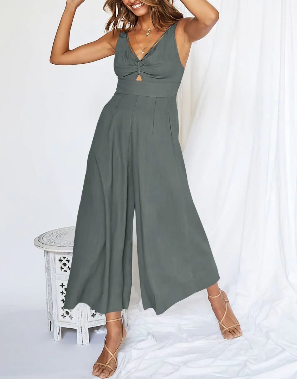 New Summer V Neck Cutout High-Waist Rompers