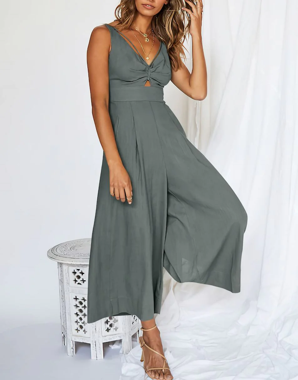 New Summer V Neck Cutout High-Waist Rompers