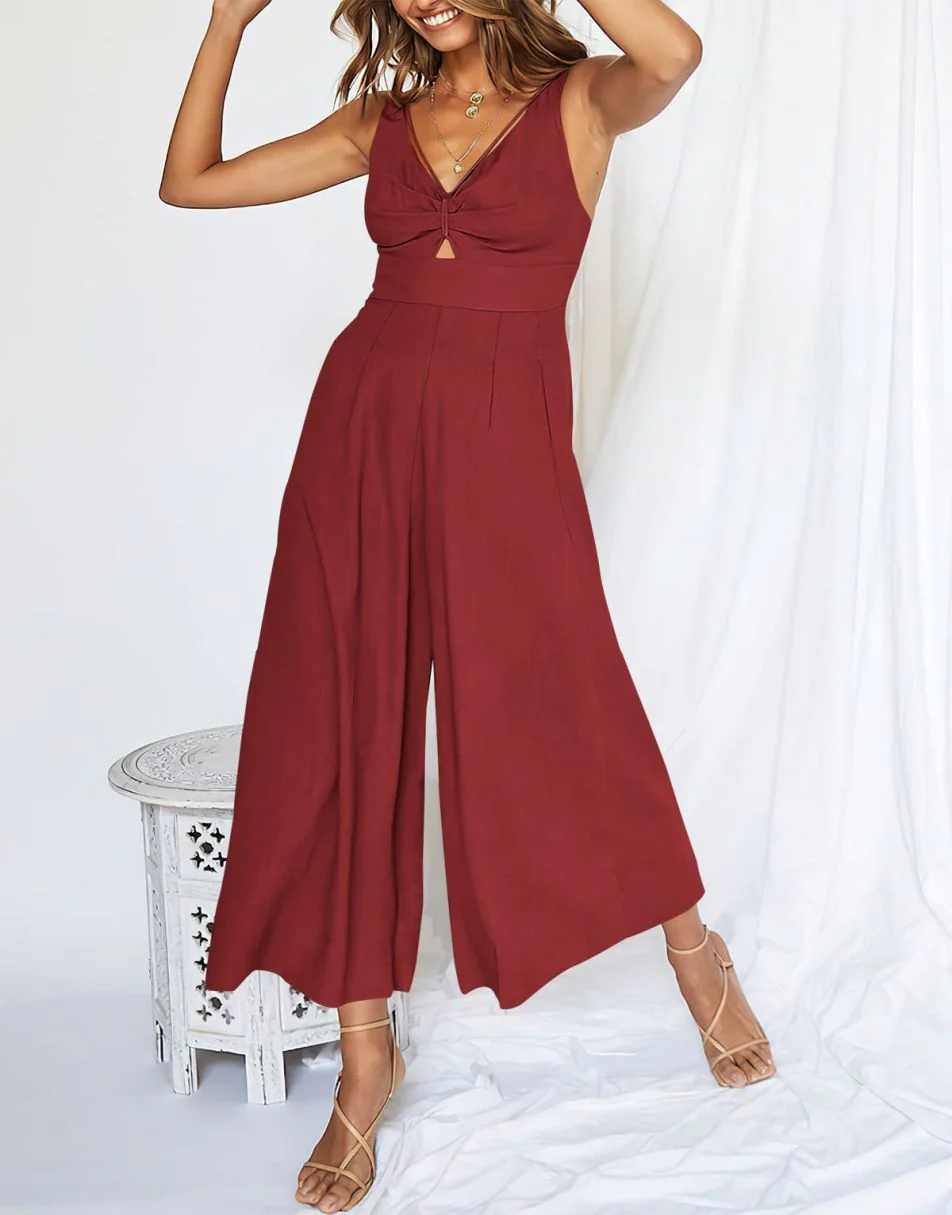 New Summer V Neck Cutout High-Waist Rompers