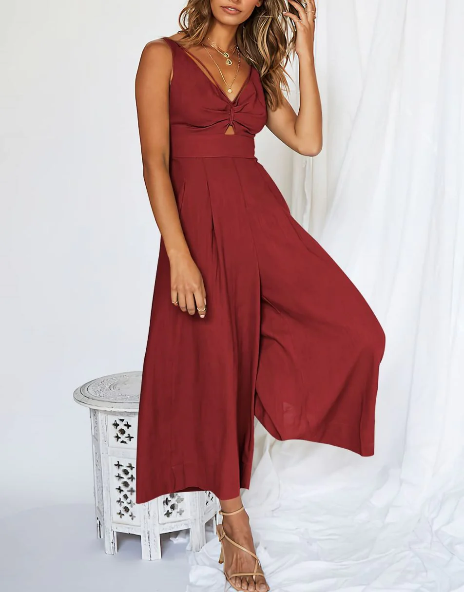 New Summer V Neck Cutout High-Waist Rompers