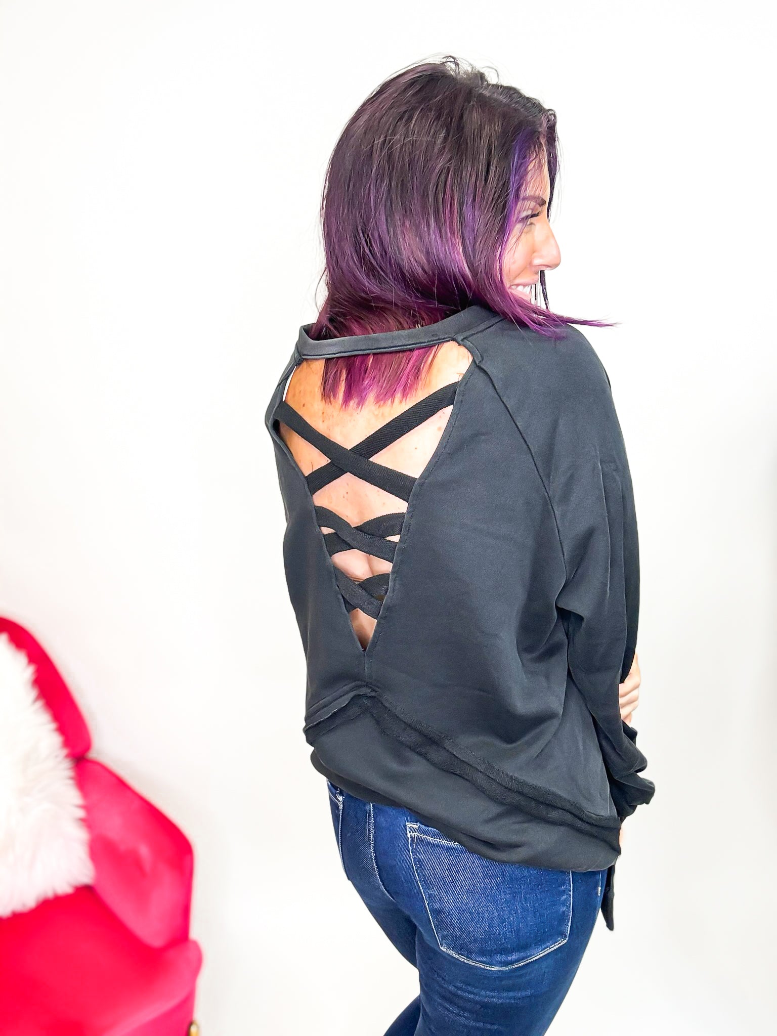 Cross Back Comfort French Terry Sweatshirt Hoodie