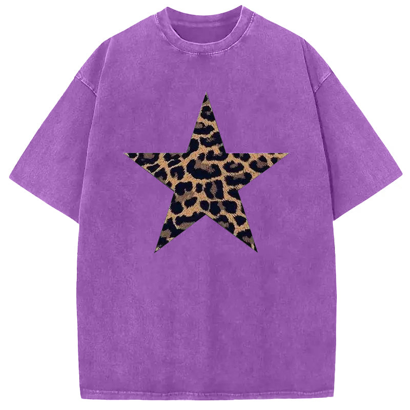 HOT SALE Acid Washed Shirts Five-Pointed Star Oversized Tee