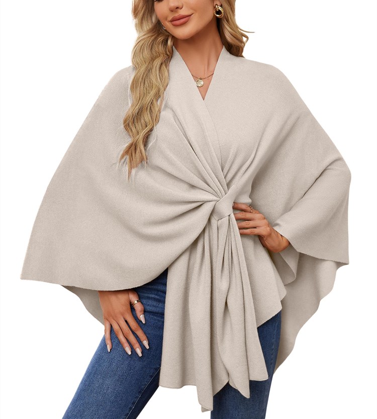 Women's Elegant Shawl Wraps Soft Open Front Poncho Sweater