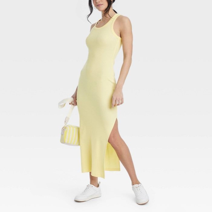 Women's Knitted Maxi Slim Fit Slit Tank Dress