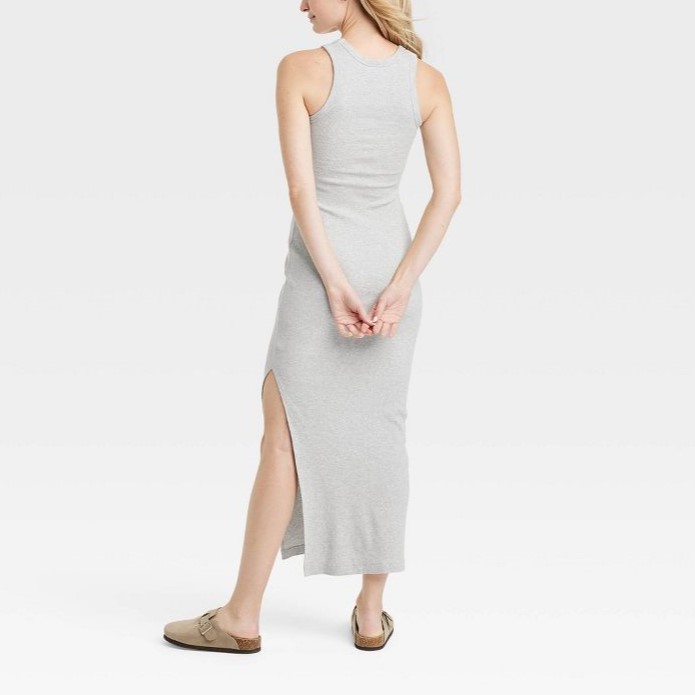Women's Knitted Maxi Slim Fit Slit Tank Dress