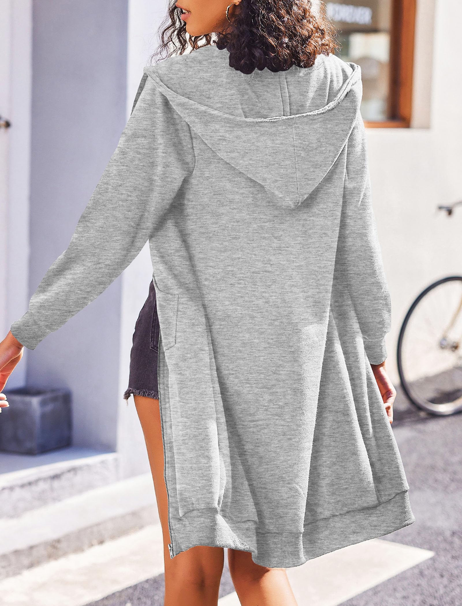 Women Casual Zip up Fleece  Long Hoodie Jacket (Buy 2 Free Shipping)