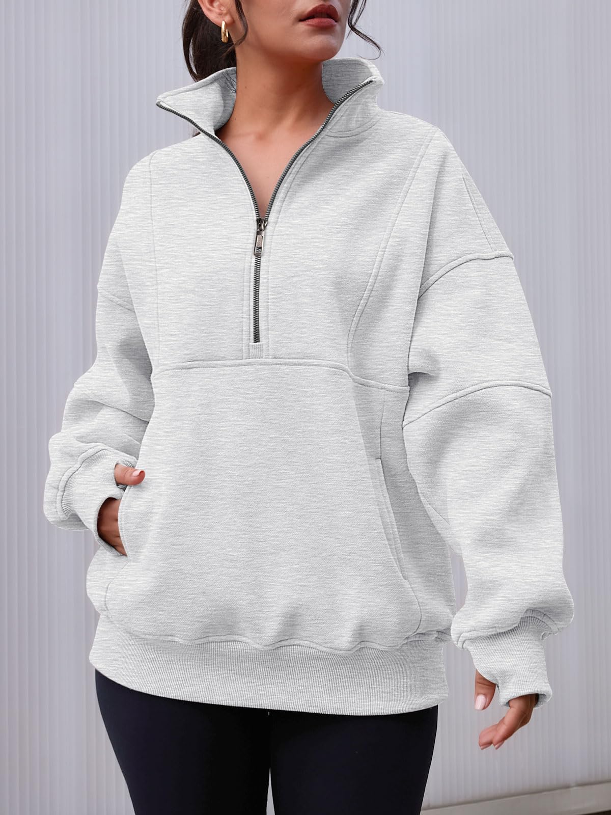 Women's Long Sleeve Half Zip Oversized Sweatshirt✨BUY 2 FREE SHIPPING✨