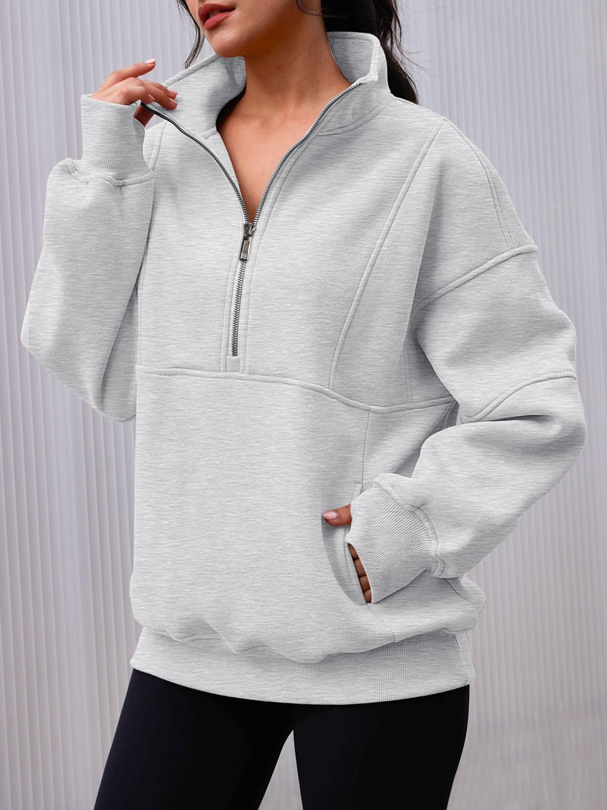 Women's Long Sleeve Half Zip Oversized Sweatshirt✨BUY 2 FREE SHIPPING✨