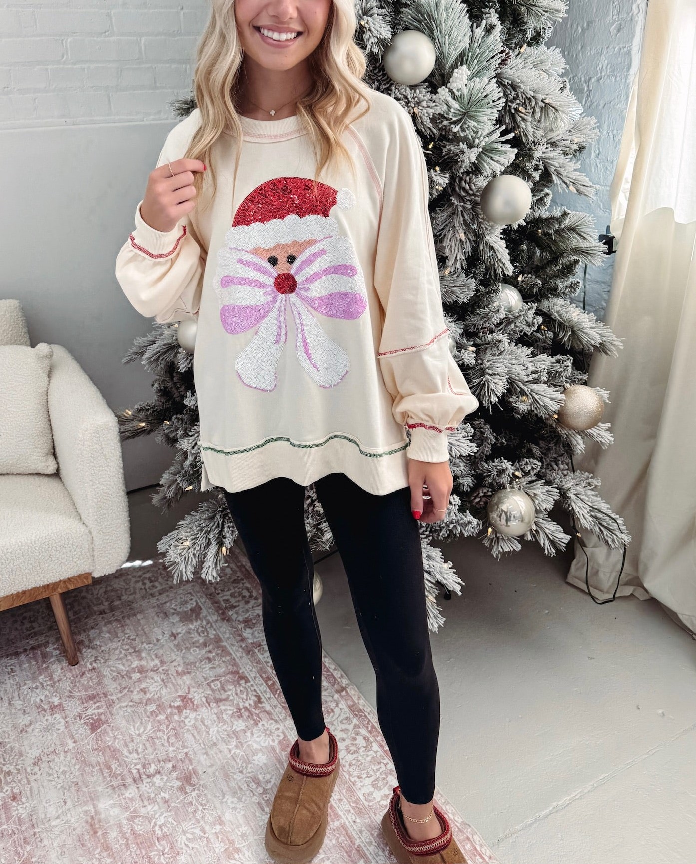 2024 Women's Santa Bow Sequin Pullover (Buy 2 Free Shipping)
