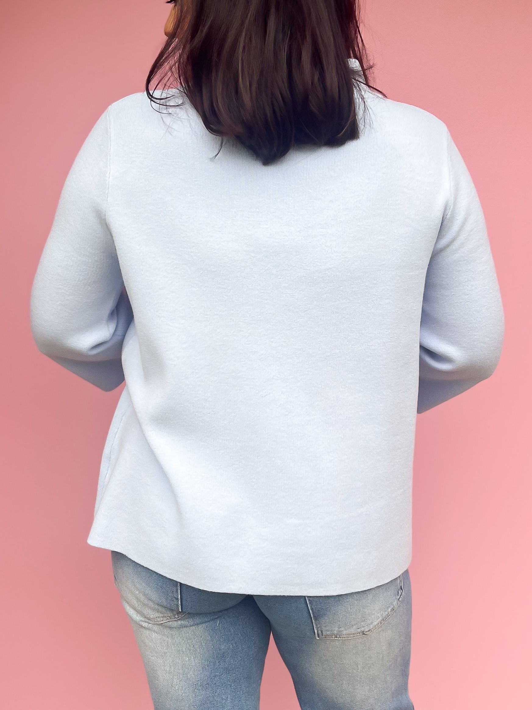 Super Soft Mock Neck Mid Sleeves Sweater