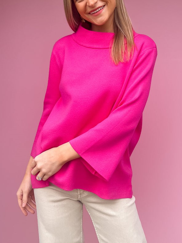 Super Soft Mock Neck Mid Sleeves Sweater