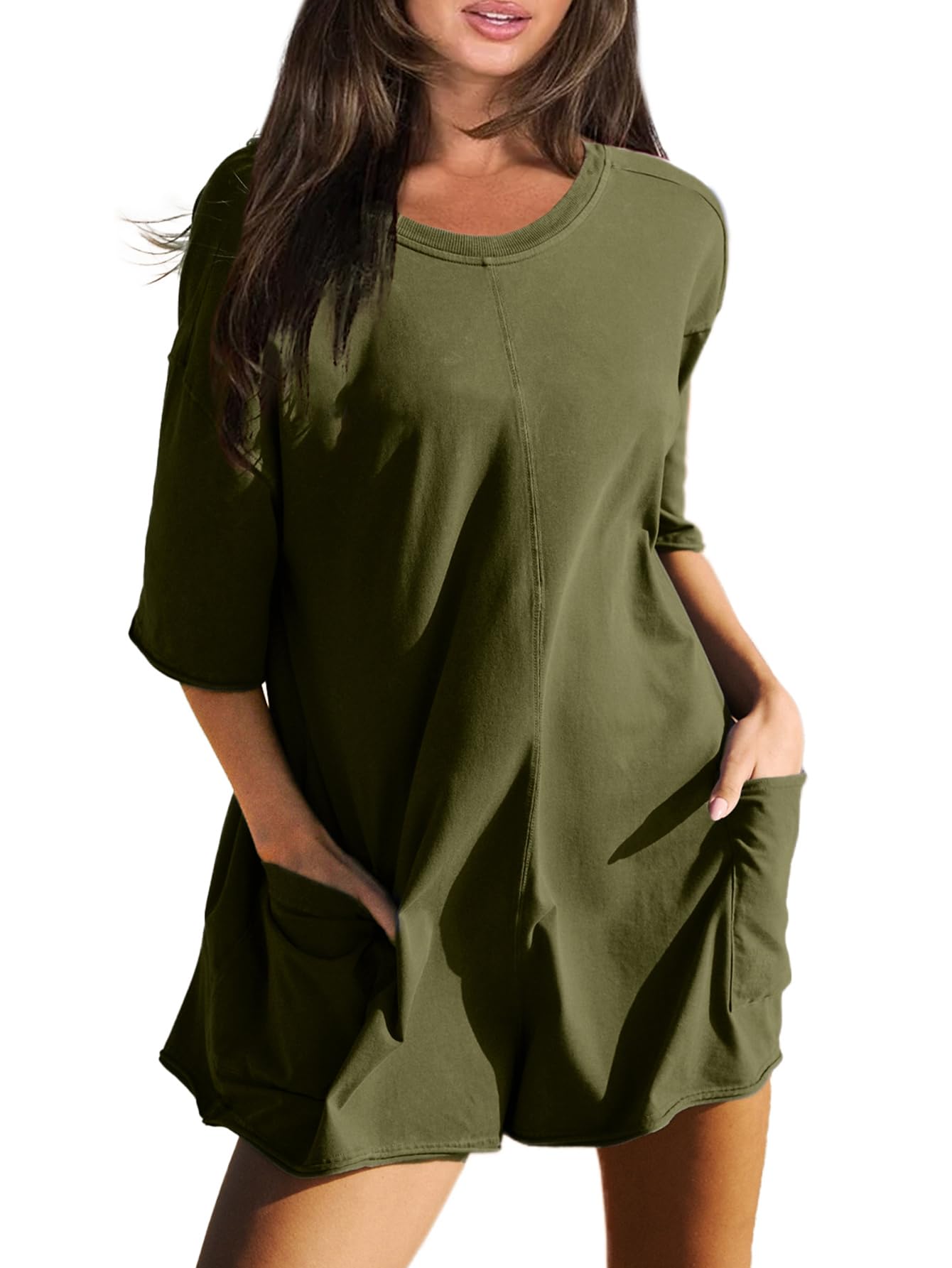 Hot Shot Back V Neck Half Sleeve Jumpsuit (Buy 2 Free Shipping)