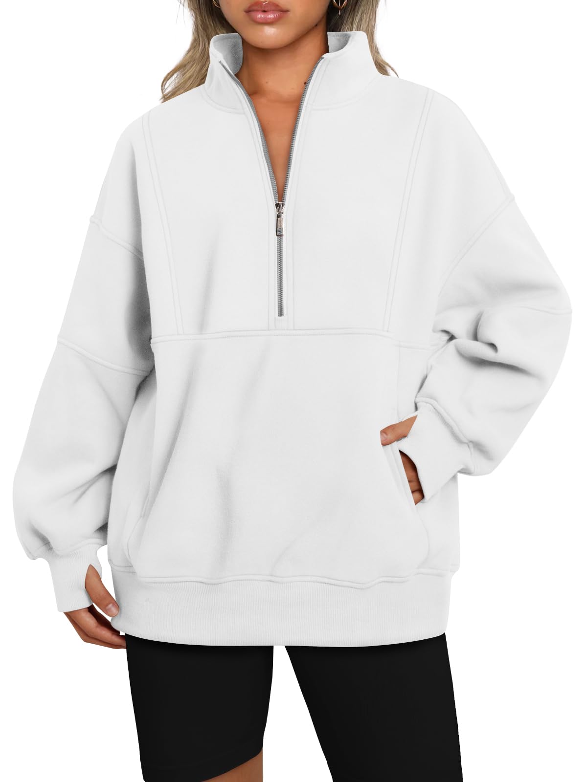 Women's Long Sleeve Half Zip Oversized Sweatshirt✨BUY 2 FREE SHIPPING✨
