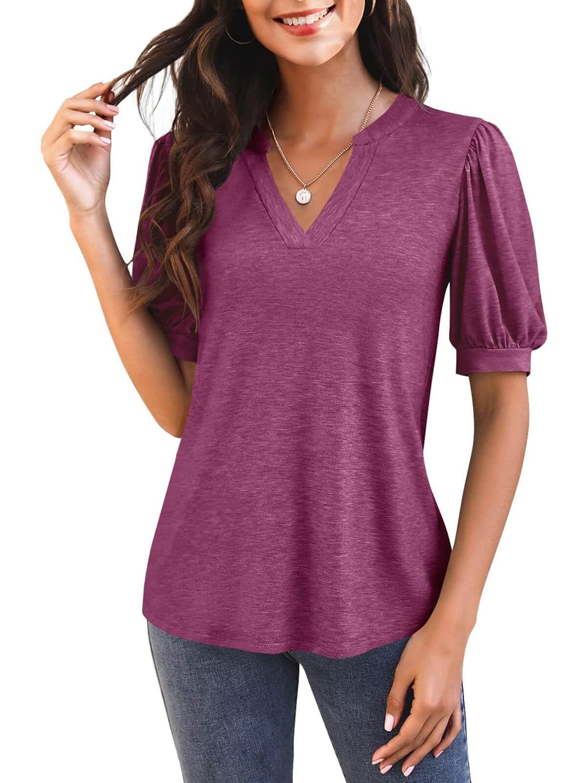 🔥2024 SUMMER HOT🔥Puff Sleeve Loose Dressy Blouses(40% OFF Today!!!)