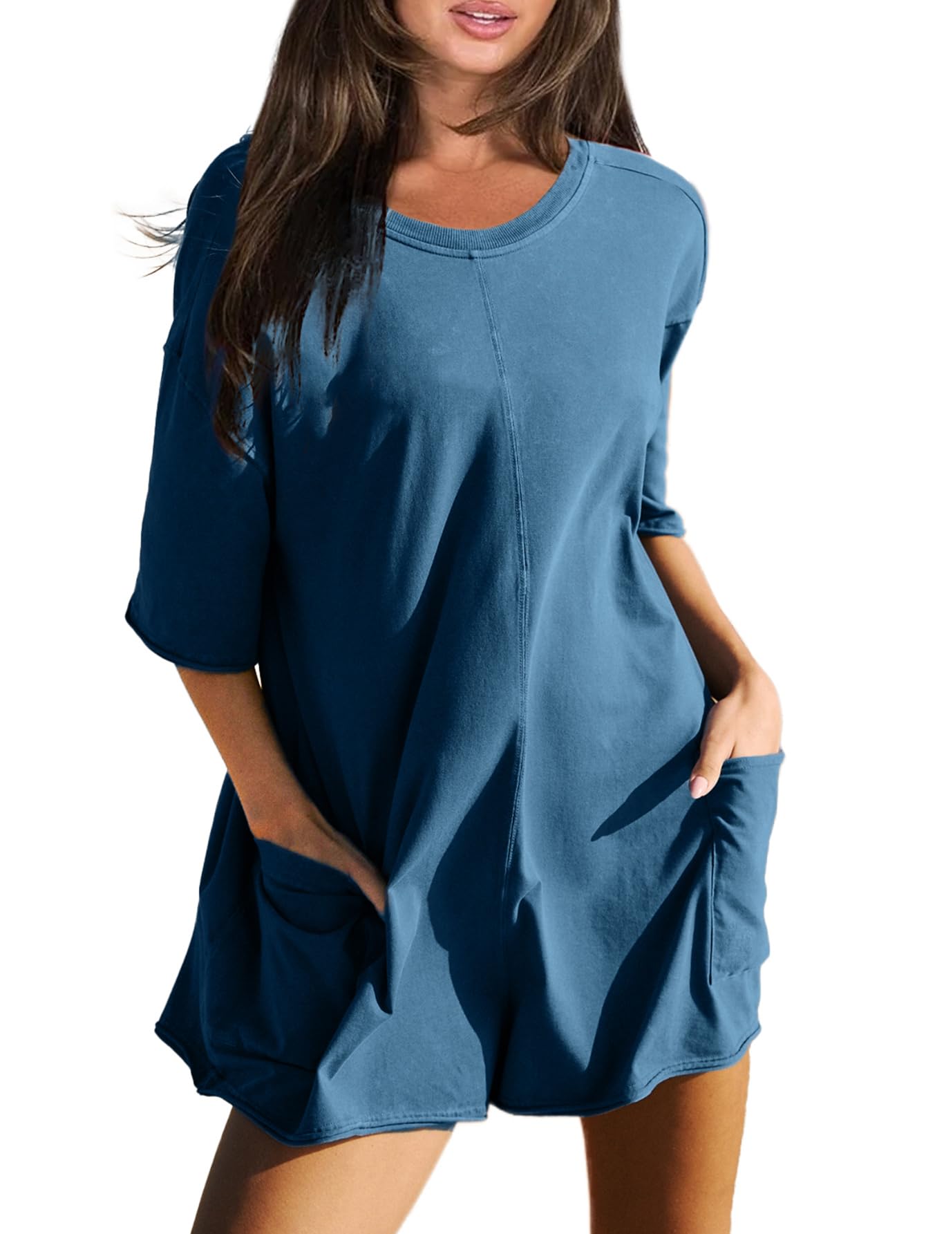 Hot Shot Back V Neck Half Sleeve Jumpsuit (Buy 2 Free Shipping)