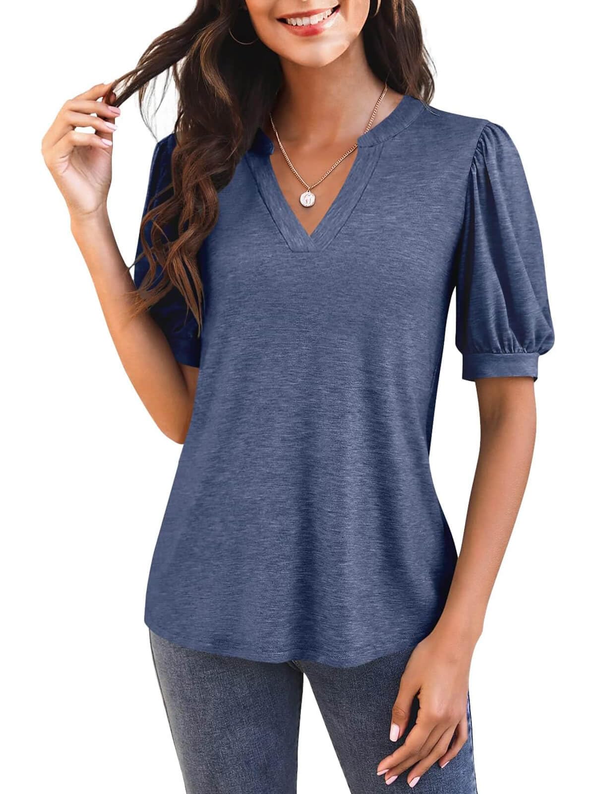 🔥2024 SUMMER HOT🔥Puff Sleeve Loose Dressy Blouses(40% OFF Today!!!)