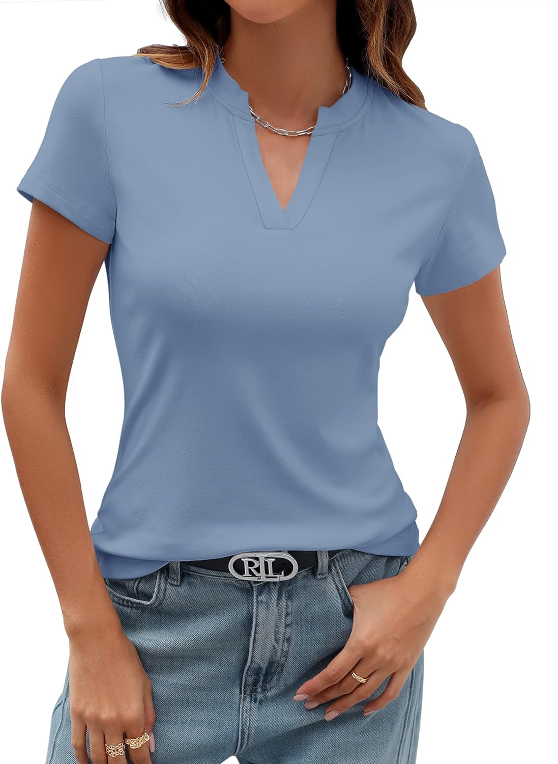 Women's Trendy Summer Short Sleeve Slim Fit Basic Tops