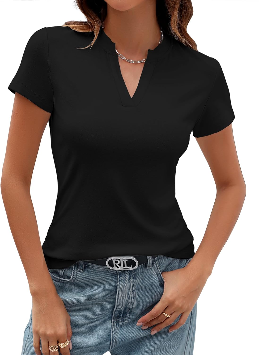 Women's Trendy Summer Short Sleeve Slim Fit Basic Tops