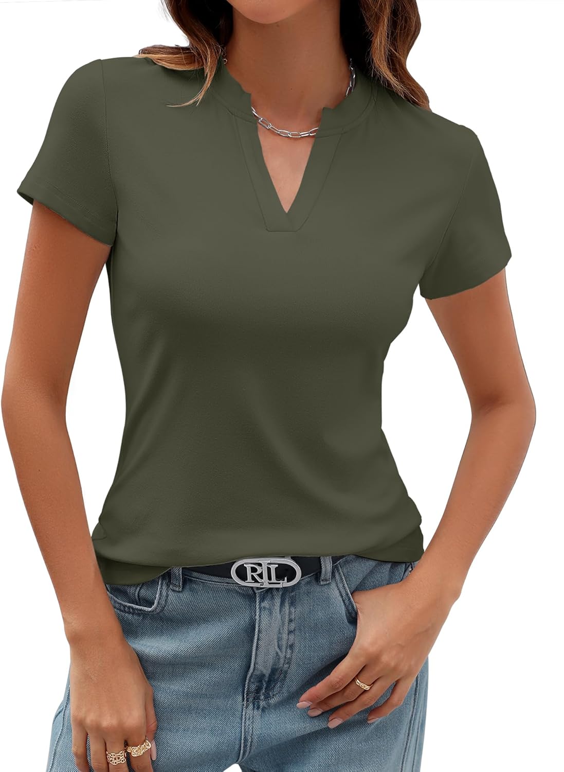 Women's Trendy Summer Short Sleeve Slim Fit Basic Tops