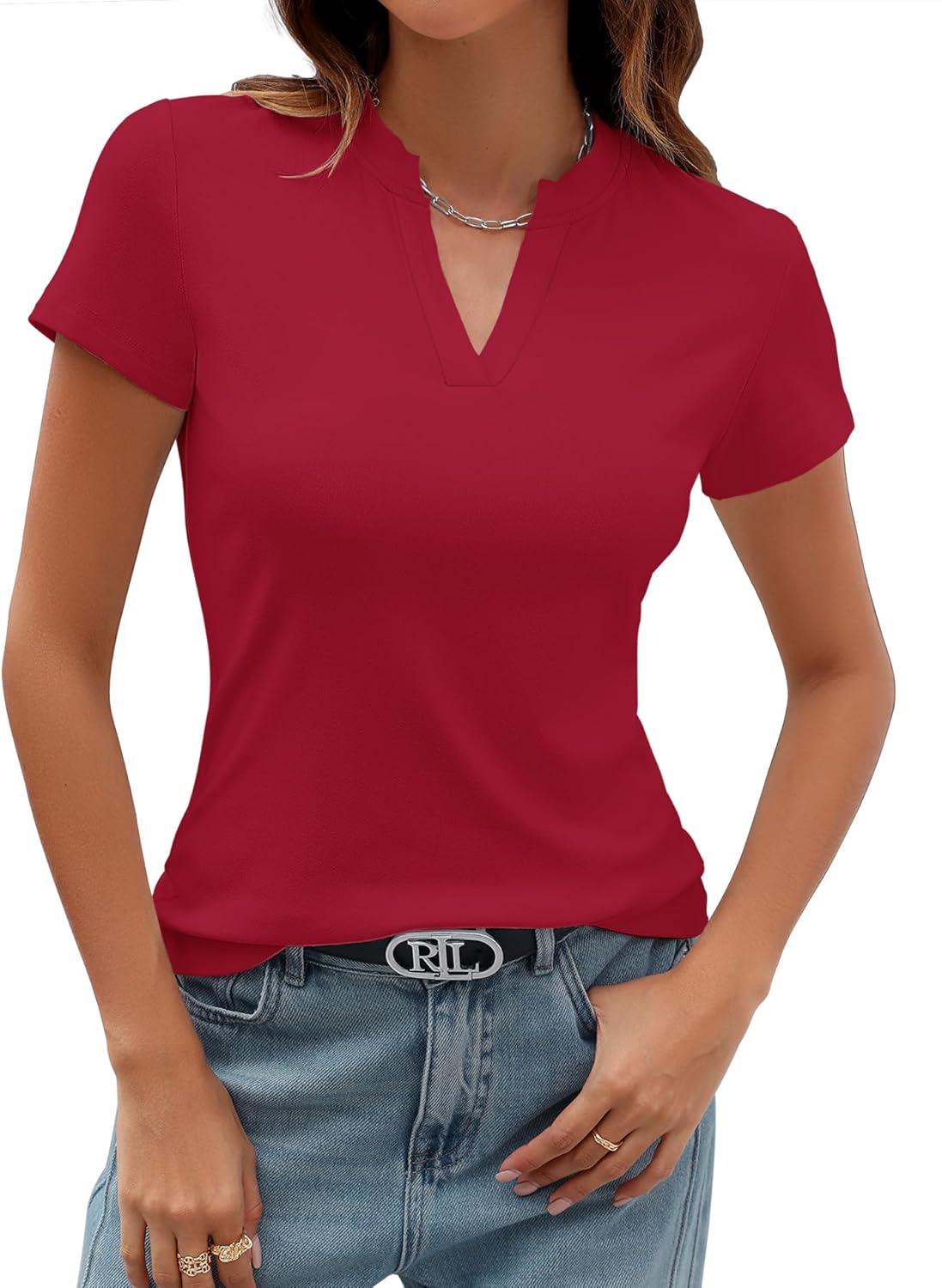 Women's Trendy Summer Short Sleeve Slim Fit Basic Tops