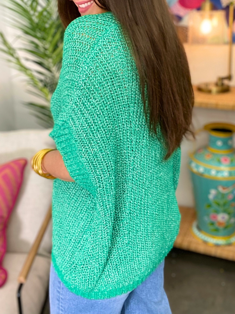 2024 Oversized Knitted V-neck Short Sleeve Top