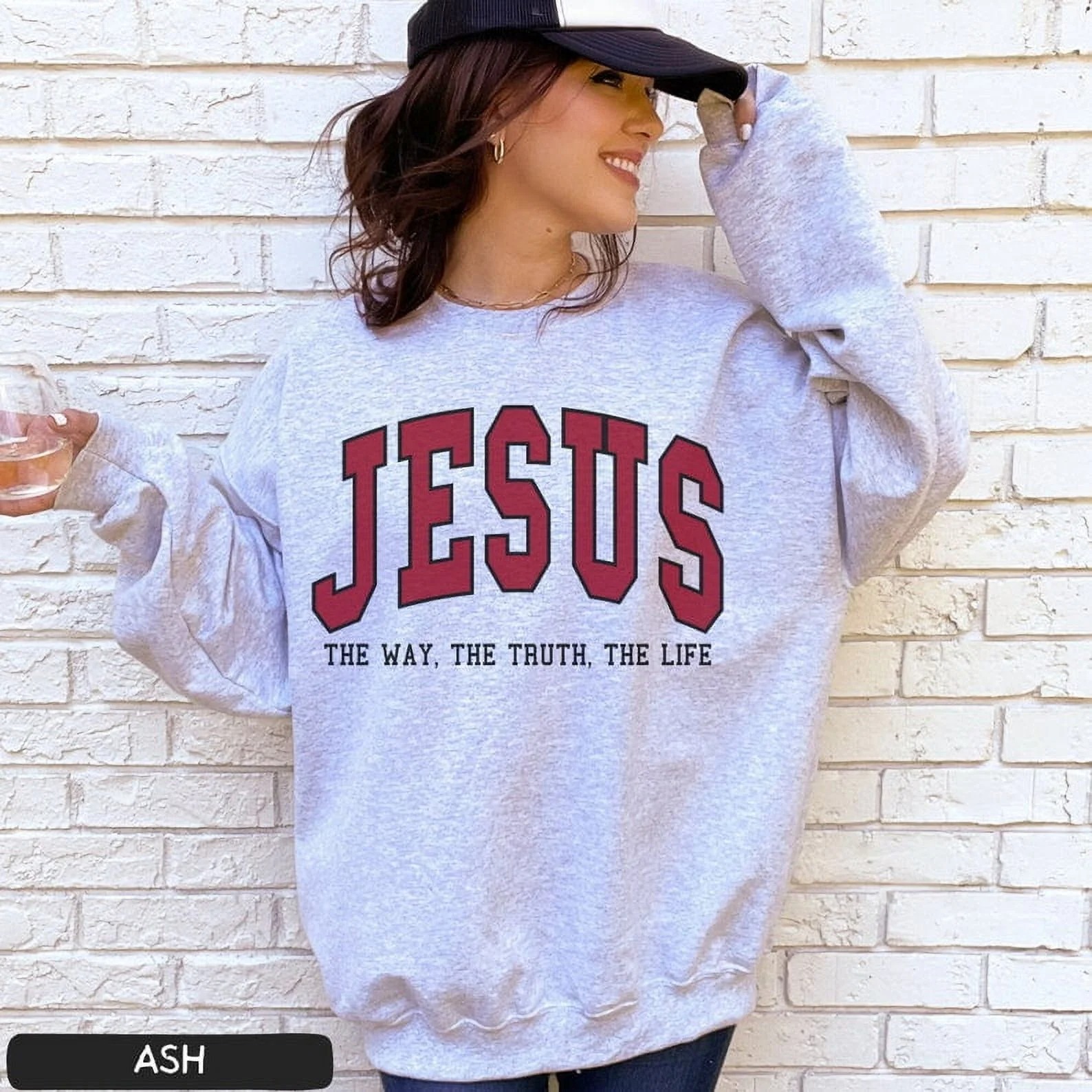 Trendy Crewneck Jesus "Way Truth Love" Sweatshirt