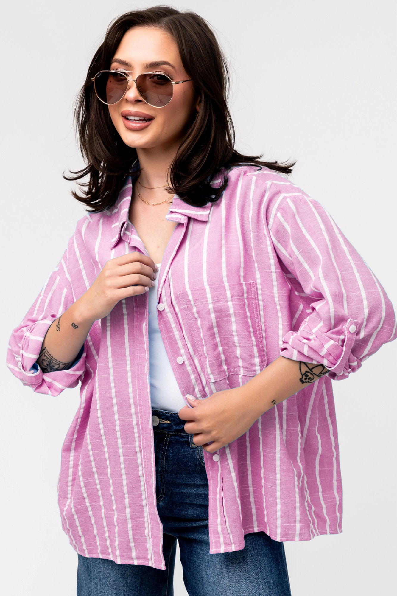 Women's Fashion Button Shirt Jacket Long Sleeve