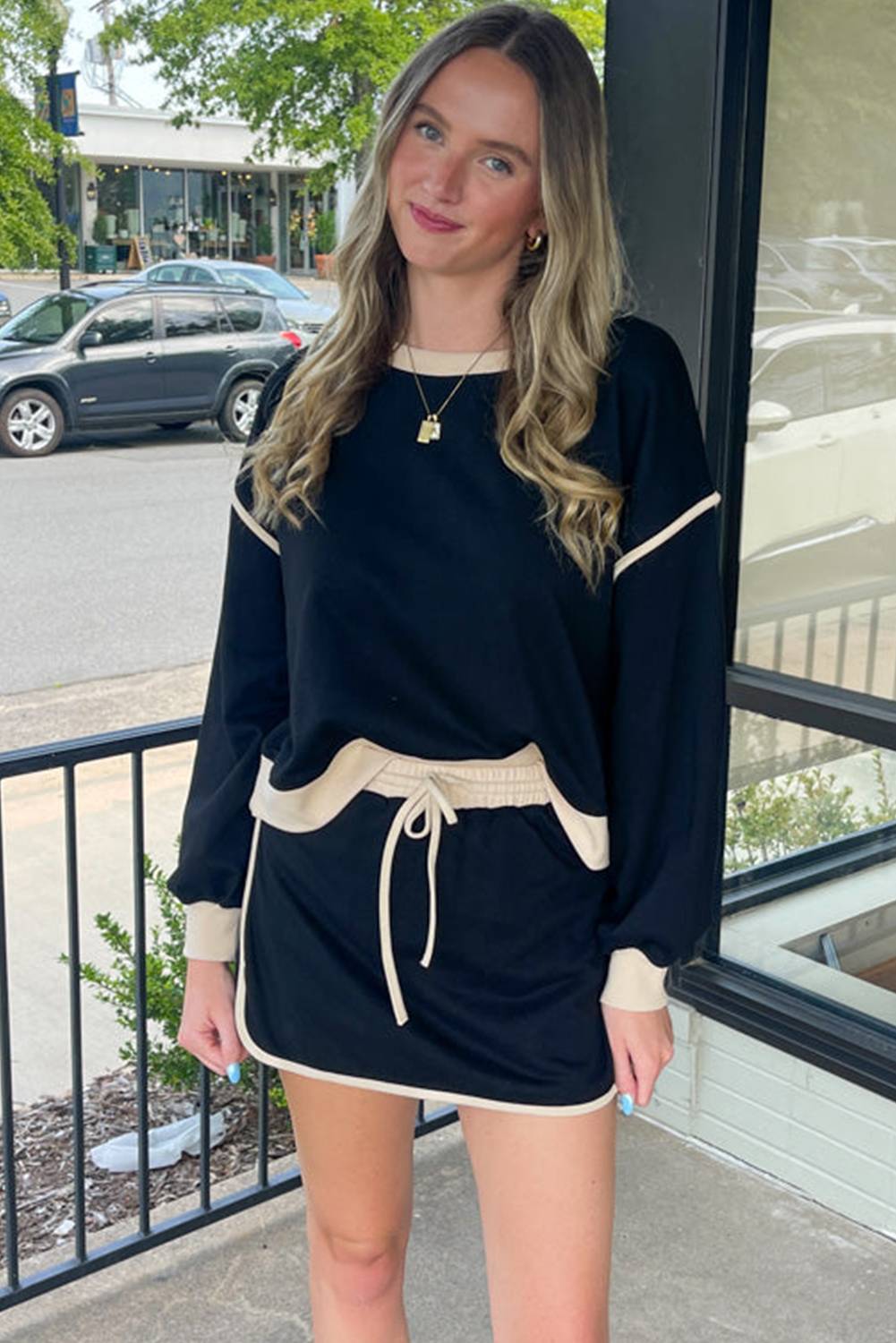 Women's Loose Pullover and Lace-up Waist Skort Set (Buy 2 Free Shipping)