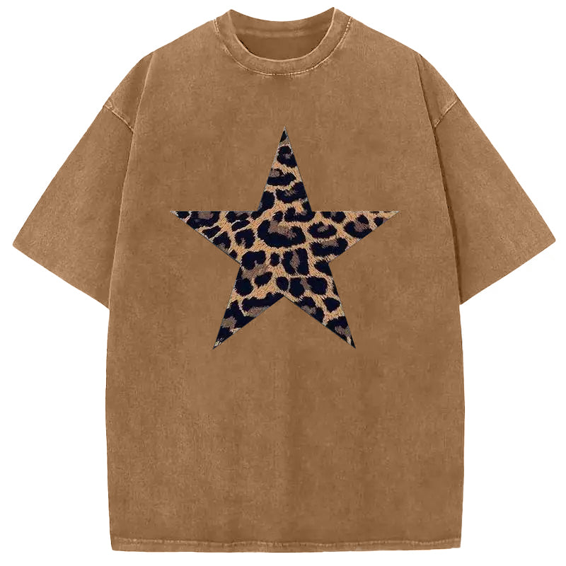 HOT SALE Acid Washed Shirts Five-Pointed Star Oversized Tee