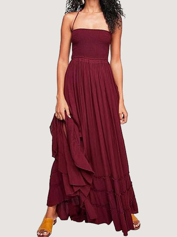 Women's Summer Halter Sexy Backless Maxi Dress