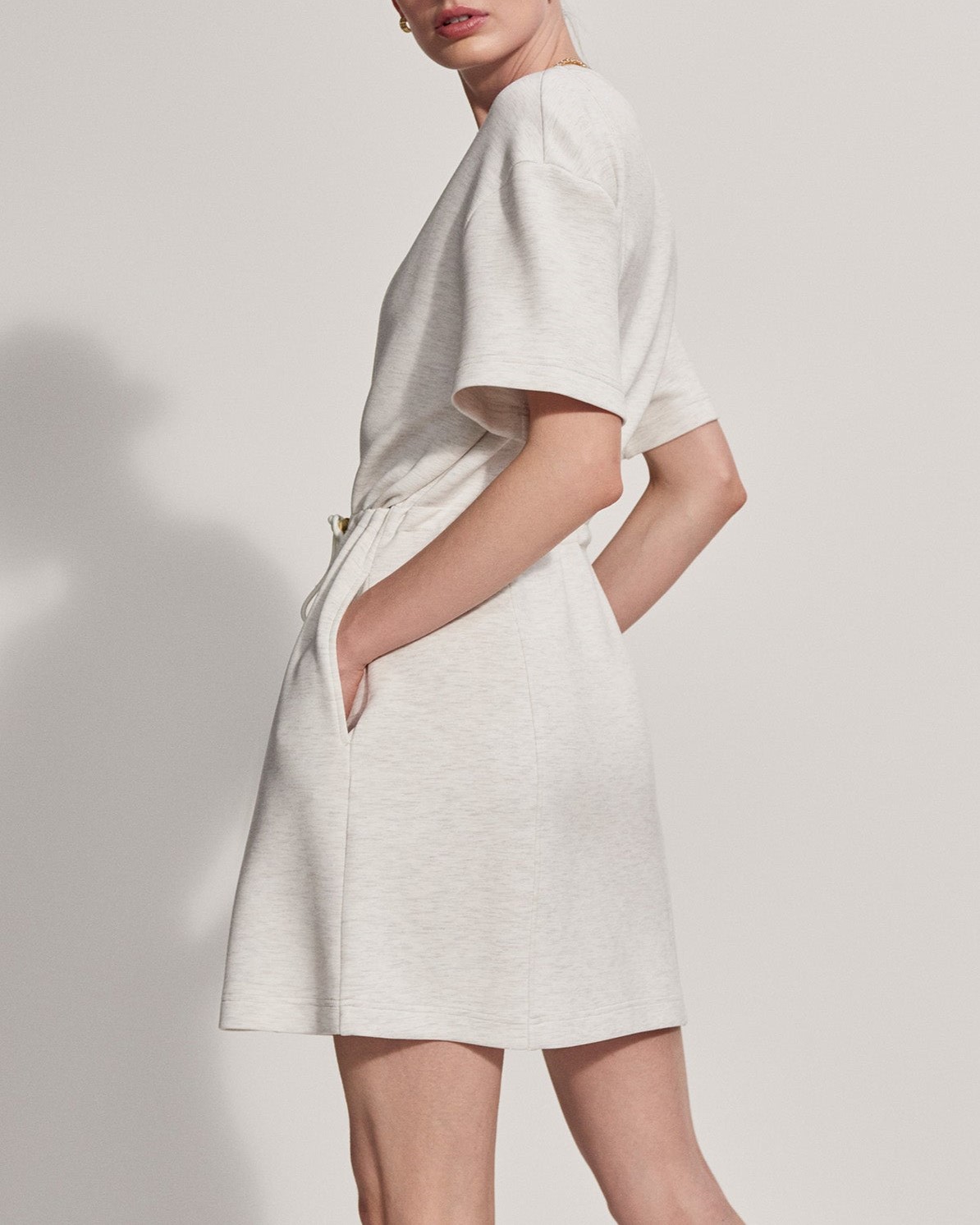 Women's Short-sleeve Drawsting Waist T-shirt Dress