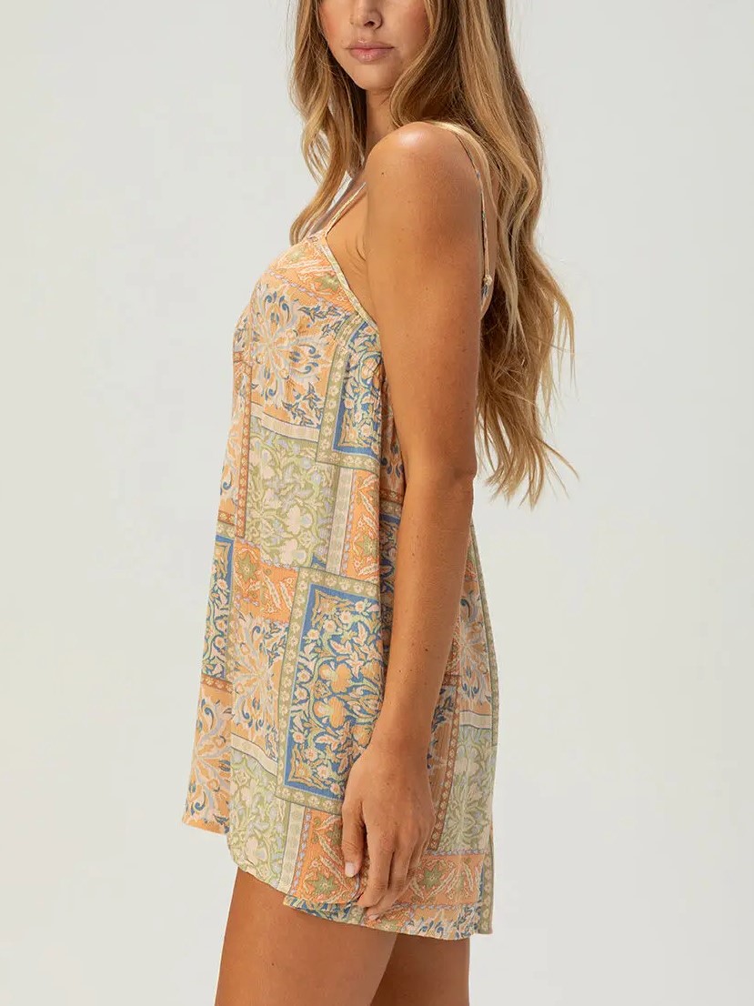 Women's Boho Printed Button Romper Short Jumpsuit