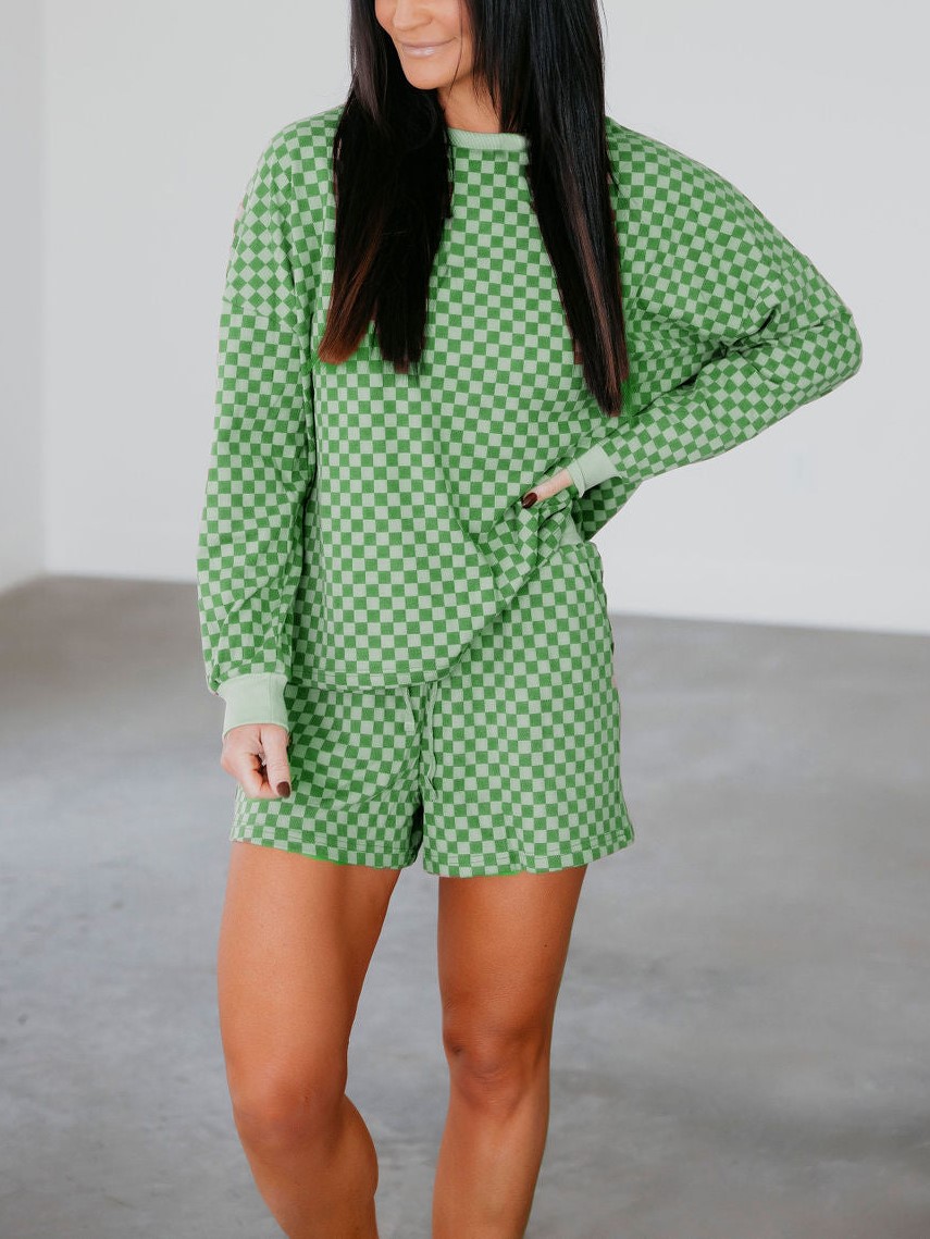 Classic Checkered Top & Shorts Set
