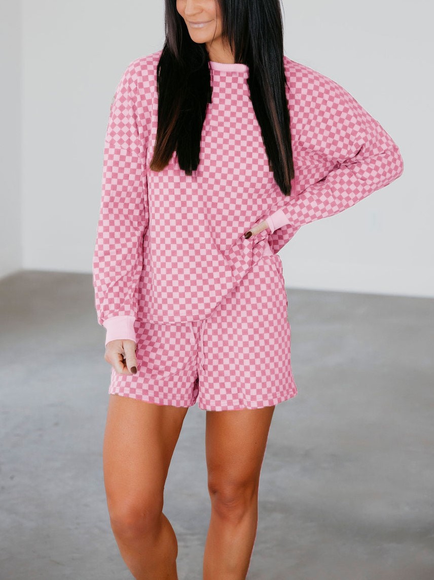 Classic Checkered Top & Shorts Set
