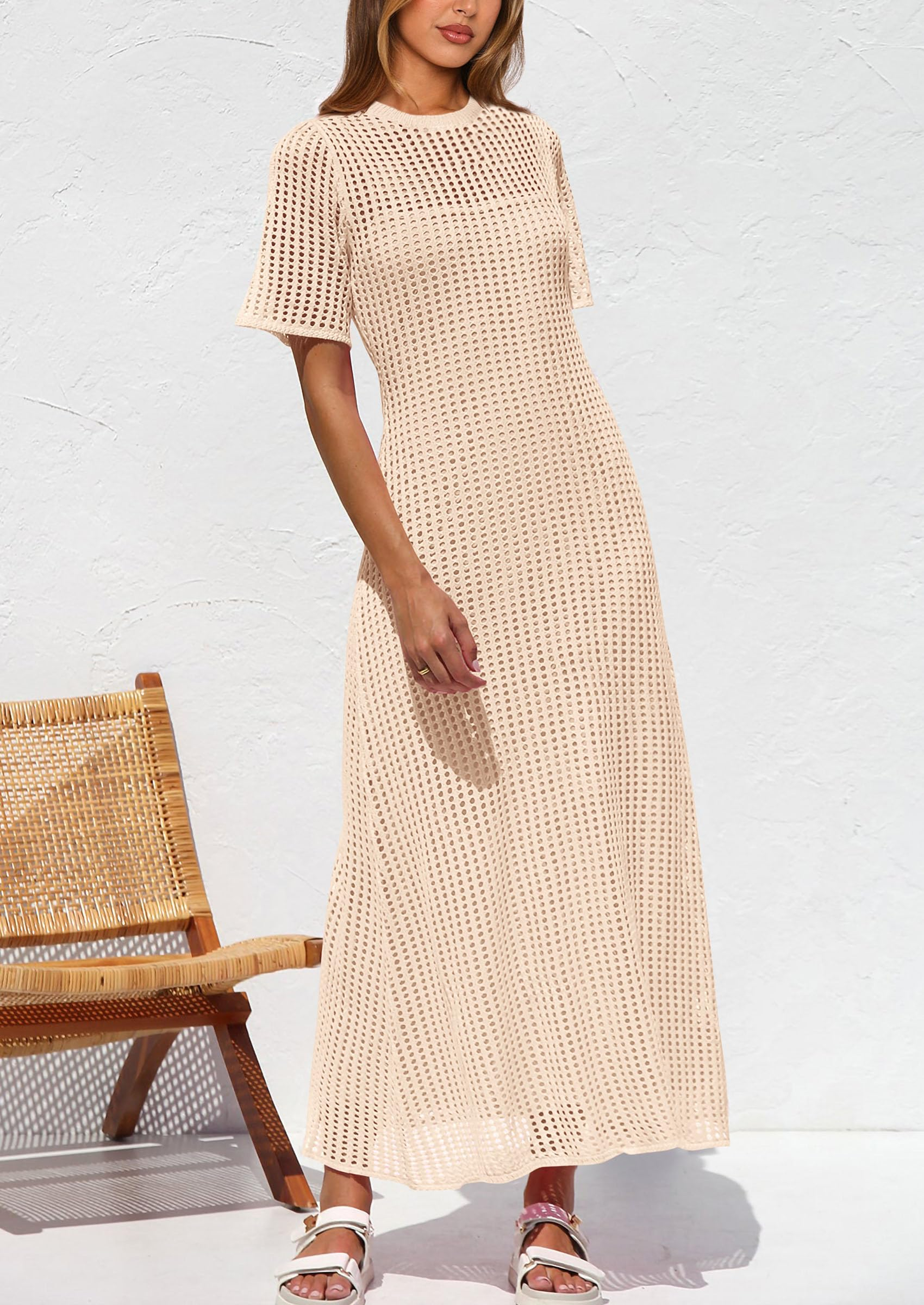 Women’s Eyelet Cover Up and Slip Dress Two-Piece Dress