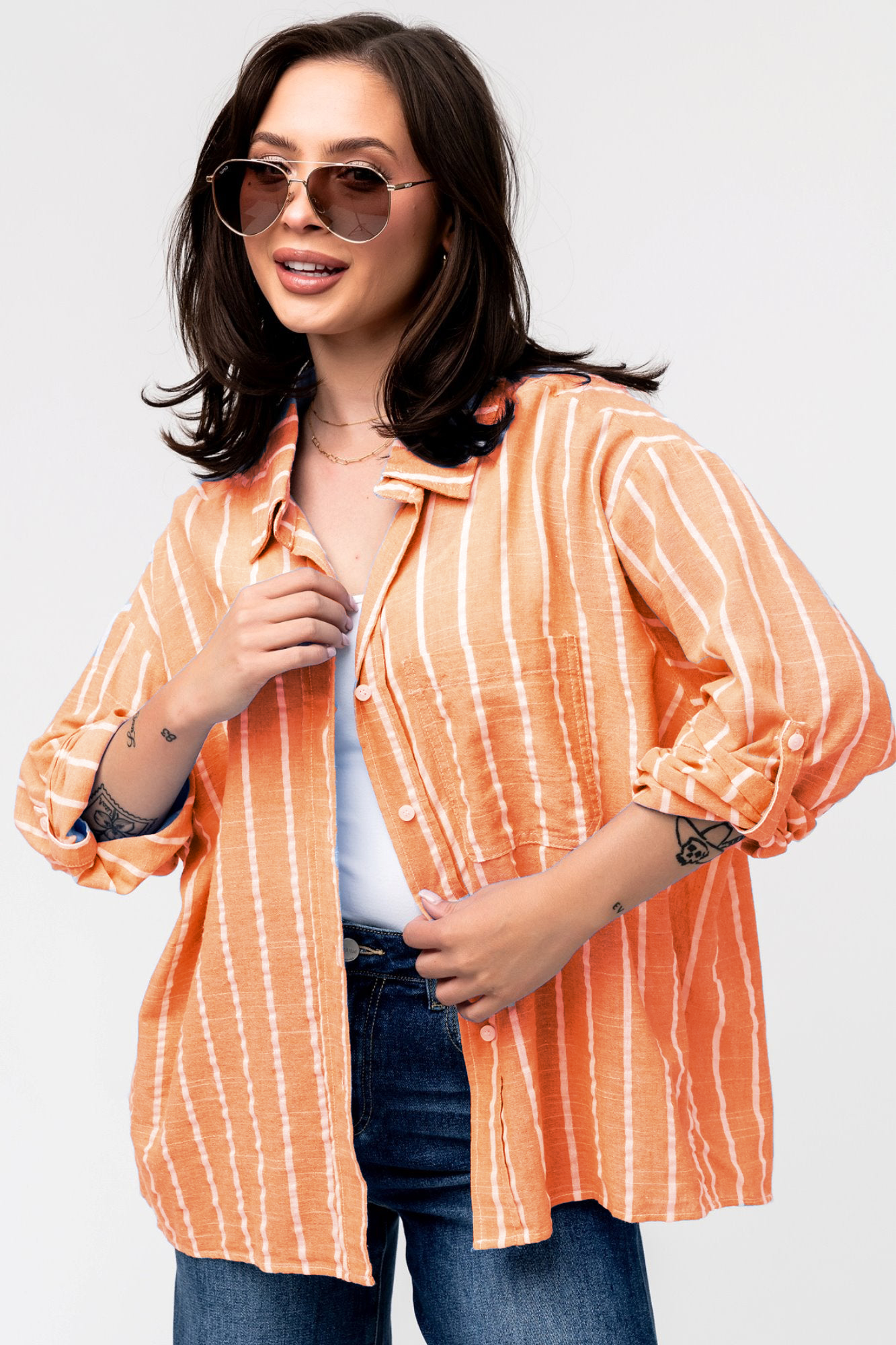 Women's Fashion Button Shirt Jacket Long Sleeve
