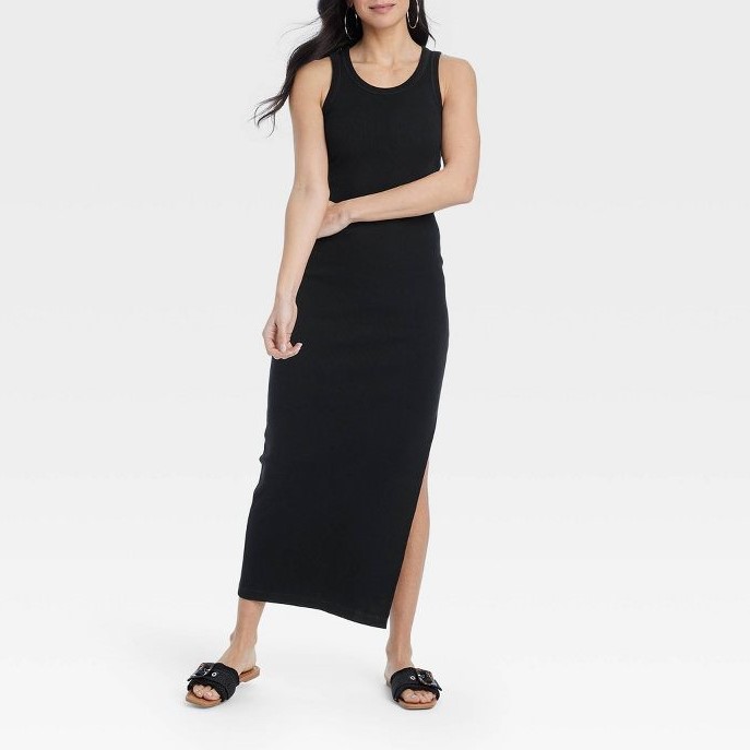 Women's Knitted Maxi Slim Fit Slit Tank Dress