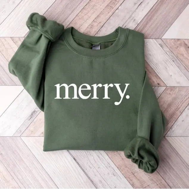 "merry." Crewneck Minimalist Christmas Sweatshirt