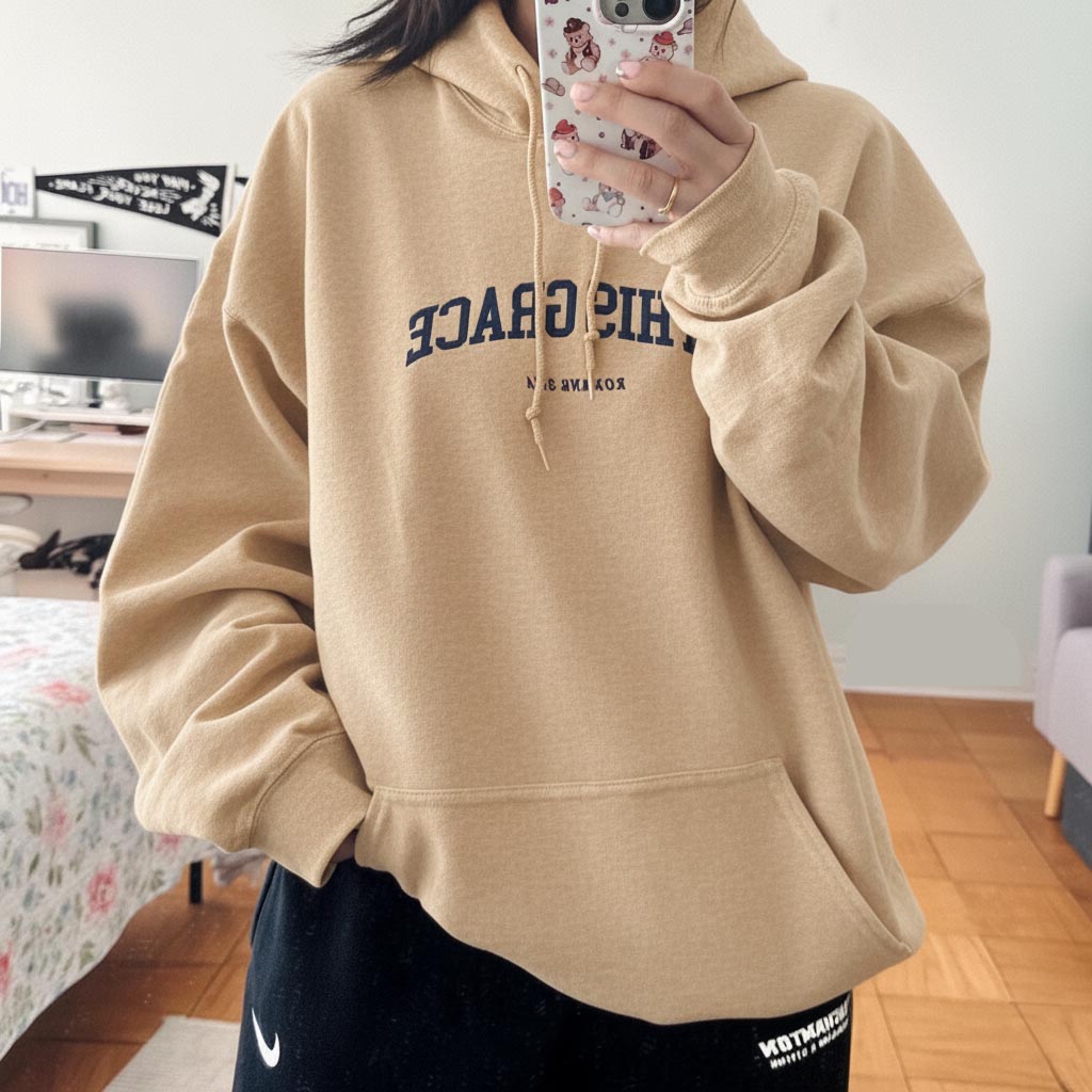 By His Grace Embroidered Christian Hoodie