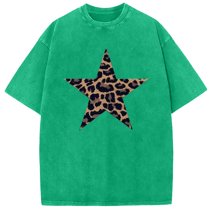 HOT SALE Acid Washed Shirts Five-Pointed Star Oversized Tee