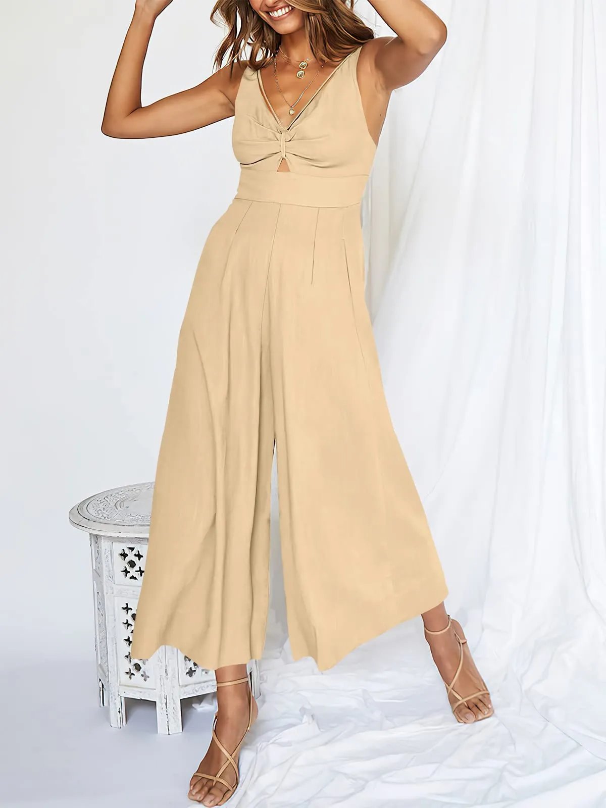 New Summer V Neck Cutout High-Waist Rompers